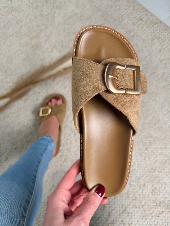 Carine Khaki Slides · 1