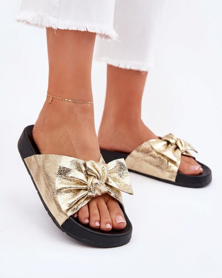 Comfort Bow Gold Slides · 1